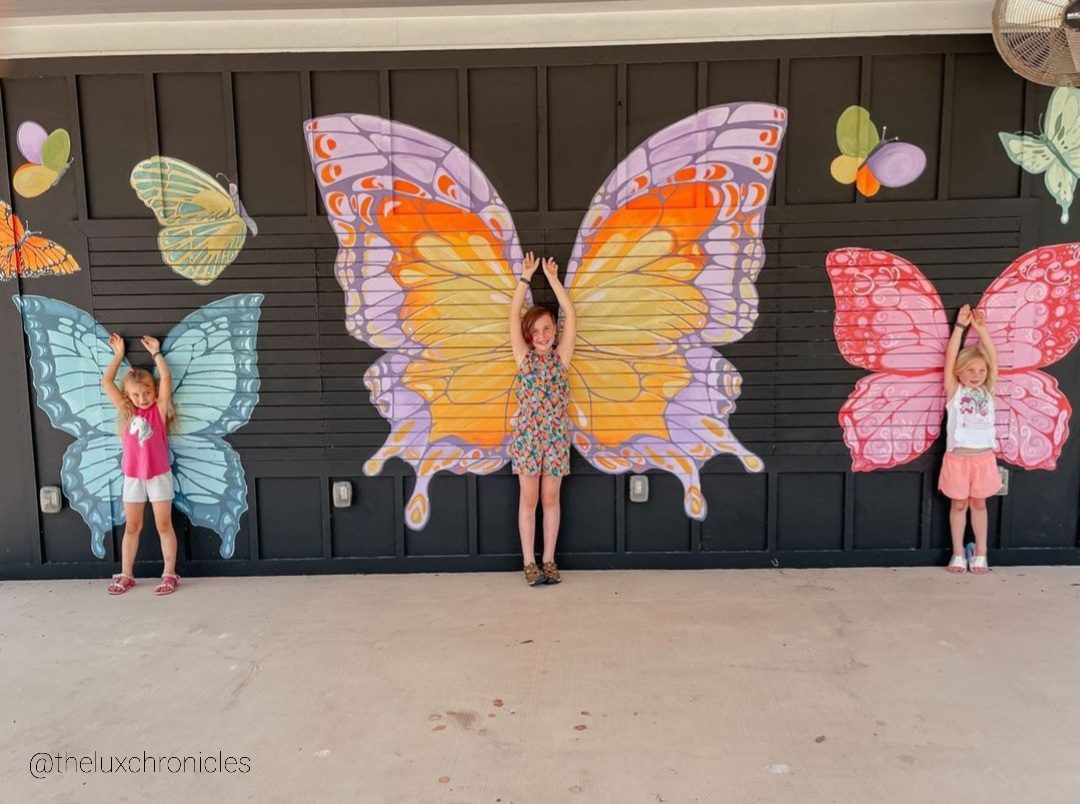 butterfly mural flutterby theater